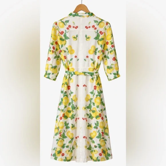 Boden Clara Linen Blend Shirtdress Lemon Cherry Fruit Print NWT Rare US10 UK14 - Picture 5 of 11